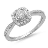 0.50 Carat (ctw) 14K White Gold Round Diamond Ladies Halo Style Bridal Engagement Ring 1/2 CT