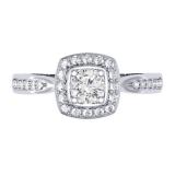 0.50 Carat (ctw) 14K White Gold Round Diamond Ladies Halo Style Bridal Engagement Ring 1/2 CT
