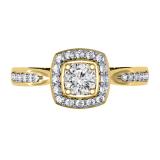 0.50 Carat (ctw) 14K Yellow Gold Round Diamond Ladies Halo Style Bridal Engagement Ring 1/2 CT