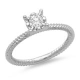 0.40 Carat (ctw) 18K White Gold Round Cut Diamond Ladies Bridal Solitaire Engagement Ring