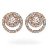 0.80 Carat (ctw) 14K Rose Gold Round Cut Diamond Ladies Cluster Swirl Stud Earrings 3/4 CT