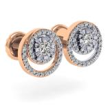 0.80 Carat (ctw) 14K Rose Gold Round Cut Diamond Ladies Cluster Swirl Stud Earrings 3/4 CT