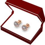 0.80 Carat (ctw) 14K Rose Gold Round Cut Diamond Ladies Cluster Swirl Stud Earrings 3/4 CT