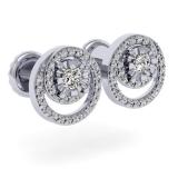 0.80 Carat (ctw) 14K White Gold Round Cut Diamond Ladies Cluster Swirl Stud Earrings 3/4 CT