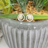0.80 Carat (ctw) 14K Yellow Gold Round Cut Diamond Ladies Cluster Swirl Stud Earrings 3/4 CT
