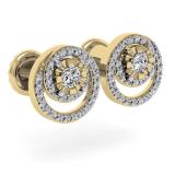 0.80 Carat (ctw) 14K Yellow Gold Round Cut Diamond Ladies Cluster Swirl Stud Earrings 3/4 CT