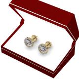 0.80 Carat (ctw) 14K Yellow Gold Round Cut Diamond Ladies Cluster Swirl Stud Earrings 3/4 CT