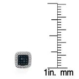 0.05 Carat (ctw) Sterling Silver Real Round Cut Blue & White Diamond Ladies Stud Earrings
