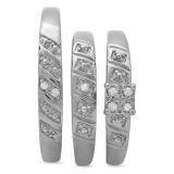 0.08 Carat (ctw) 10K White Gold Round White Diamond Men & Women's Engagement Ring Bridal Trio Set