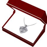 0.05 Carat (ctw) 14K White Gold Real Round Diamond Ladies Double Dolphin Heart Pendant