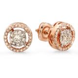 0.55 Carat (ctw) 10K Rose Gold Real Round Cut White Diamond Ladies Cluster Flower Halo Stud Earrings 1/2 CT