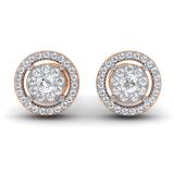 0.55 Carat (ctw) 10K Rose Gold Real Round Cut White Diamond Ladies Cluster Flower Halo Stud Earrings 1/2 CT