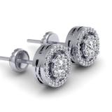 0.55 Carat (ctw) 10K White Gold Real Round Cut White Diamond Ladies Cluster Flower Halo Stud Earrings 1/2 CT
