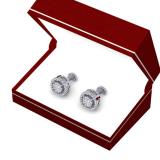 0.55 Carat (ctw) 10K White Gold Real Round Cut White Diamond Ladies Cluster Flower Halo Stud Earrings 1/2 CT