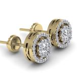 0.55 Carat (ctw) 10K Yellow Gold Real Round Cut White Diamond Ladies Cluster Flower Halo Stud Earrings 1/2 CT