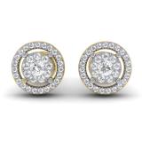 0.55 Carat (ctw) 10K Yellow Gold Real Round Cut White Diamond Ladies Cluster Flower Halo Stud Earrings 1/2 CT
