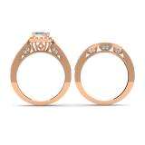 1.50 Carat (ctw) 10K Rose Gold Princess & Round Diamond Ladies Halo Style Bridal Engagement Ring With Matching Band Set 1 1/2 CT
