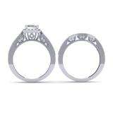 1.50 Carat (ctw) 10K White Gold Princess & Round Diamond Ladies Halo Style Bridal Engagement Ring With Matching Band Set 1 1/2 CT