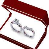 1.50 Carat (ctw) 10K White Gold Princess & Round Diamond Ladies Halo Style Bridal Engagement Ring With Matching Band Set 1 1/2 CT