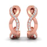 0.25 Carat (ctw) 10K Rose Gold Real Round Diamond Ladies Swirl J Shaped Hoop Earrings 1/4 CT