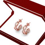 0.25 Carat (ctw) 10K Rose Gold Real Round Diamond Ladies Swirl J Shaped Hoop Earrings 1/4 CT