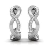 0.25 Carat (ctw) 10K White Gold Real Round Diamond Ladies Swirl J Shaped Hoop Earrings 1/4 CT