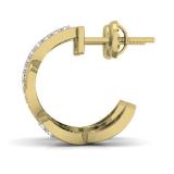 0.25 Carat (ctw) 10K Yellow Gold Real Round Diamond Ladies Swirl J Shaped Hoop Earrings 1/4 CT