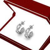 0.25 Carat (ctw) 14K White Gold Real Round Diamond Ladies Swirl J Shaped Hoop Earrings 1/4 CT