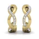 0.25 Carat (ctw) 18K Yellow Gold Real Round Diamond Ladies Swirl J Shaped Hoop Earrings 1/4 CT