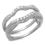 0.30 Carat (ctw) 10K White Gold Round Diamond Ladies Anniversary Wedding Band Enhancer Double Guard Ring 1/3 CT