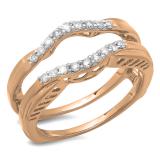 0.30 Carat (ctw) 14K Rose Gold Round Diamond Ladies Anniversary Wedding Band Enhancer Double Guard Ring 1/3 CT