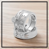 Round White Diamond Religious Cross Rope Edge Matching Wedding Trio Ring Set for Him & Her (0.20 ctw, Color I-J, Clarity I2-I3) in 925 Sterling Silver