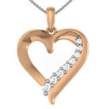 0.20 Carat (ctw) 10K Rose Gold Round Cut Diamond Ladies Heart Pendant 1/5 CT