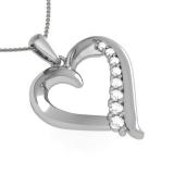 0.20 Carat (ctw) 10K White Gold Round Cut Diamond Ladies Heart Pendant 1/5 CT
