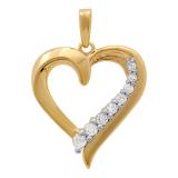 0.20 Carat (ctw) 10K Yellow Gold Round Cut Diamond Ladies Heart Pendant 1/5 CT