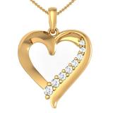 0.20 Carat (ctw) 10K Yellow Gold Round Cut Diamond Ladies Heart Pendant 1/5 CT
