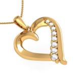 0.20 Carat (ctw) 10K Yellow Gold Round Cut Diamond Ladies Heart Pendant 1/5 CT