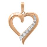 0.20 Carat (ctw) 14K Rose Gold Round Cut Diamond Ladies Heart Pendant 1/5 CT