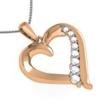 0.20 Carat (ctw) 14K Rose Gold Round Cut Diamond Ladies Heart Pendant 1/5 CT