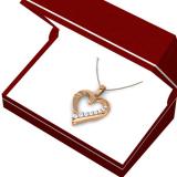 0.20 Carat (ctw) 14K Rose Gold Round Cut Diamond Ladies Heart Pendant 1/5 CT