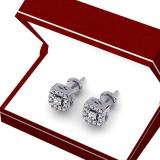 0.25 Carat (ctw) 14K White Gold Round Cut Diamond Ladies Square Frame Halo Stud Earrings 1/4 CT