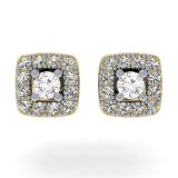 0.25 Carat (ctw) 14K Yellow Gold Round Cut Diamond Ladies Square Frame Halo Stud Earrings 1/4 CT