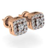 0.25 Carat (ctw) 18K Rose Gold Round Cut Diamond Ladies Square Frame Halo Stud Earrings 1/4 CT