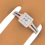 0.45 Carat (ctw) 10K Rose Gold Princess & Round Cut Diamond Ladies Split Shank Bridal Engagement Ring 1/2 CT