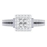 0.45 Carat (ctw) 10K White Gold Princess & Round Cut Diamond Ladies Split Shank Bridal Engagement Ring 1/2 CT