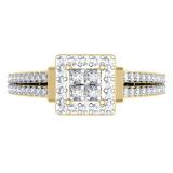 0.45 Carat (ctw) 10K Yellow Gold Princess & Round Cut Diamond Ladies Split Shank Bridal Engagement Ring 1/2 CT