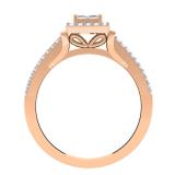 0.45 Carat (ctw) 14K Rose Gold Princess & Round Cut Diamond Ladies Split Shank Bridal Engagement Ring 1/2 CT