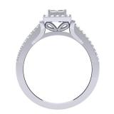 0.45 Carat (ctw) 14K White Gold Princess & Round Cut Diamond Ladies Split Shank Bridal Engagement Ring 1/2 CT