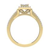 0.45 Carat (ctw) 14K Yellow Gold Princess & Round Cut Diamond Ladies Split Shank Bridal Engagement Ring 1/2 CT