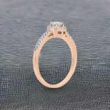 0.45 Carat (ctw) 10K Rose Gold Round Cut Diamond Ladies Halo Style Bridal Engagement Ring 1/2 CT